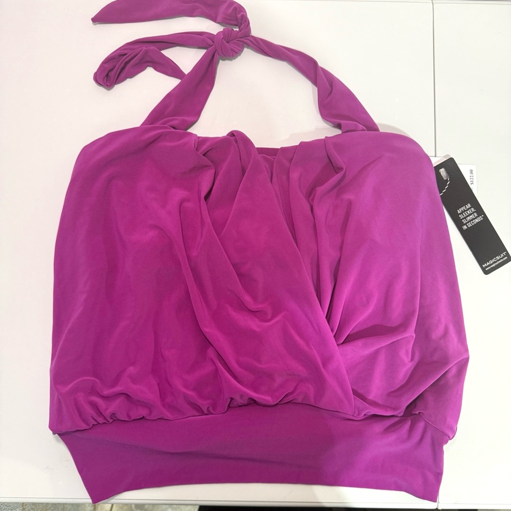 Magicsuit Hibiscus Pink Halter Tankini Swim Top Size 16 NWT Slimming